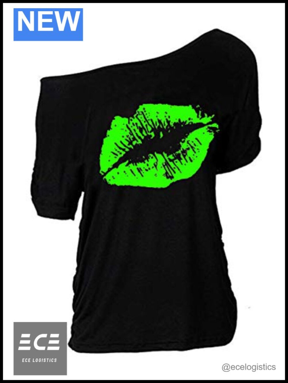 Women's Plus Size Lips Print Off Shoulder T-Shirt Casual Top